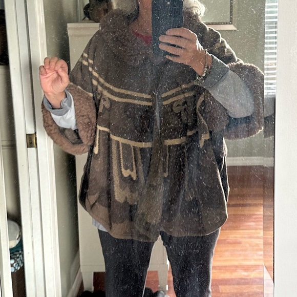 Boho Cape Coat Faux Fur - Vintage - Picture 3 of 13